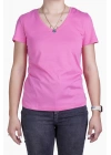 Womens V Neck Regular Fit T Shirt Pink