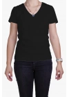Womens V Neck Regular Fit T shirt Black