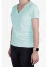 Womens V Neck Regular Fit T Shirt Aqua Green