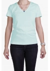 Womens V Neck Regular Fit T Shirt Aqua Green