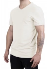 Unisex V Neck Regular Fit T Shirt Cream
