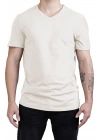 Unisex V Neck Regular Fit T Shirt Cream