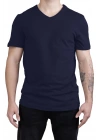 Unisex V Neck Regular Fit T Shirt Navy Blue
