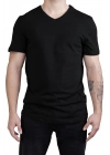Unisex V Neck Regular Fit T Shirt Black