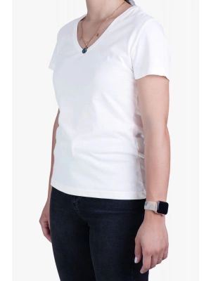 Womens V Neck Regular Fit T Shirt White