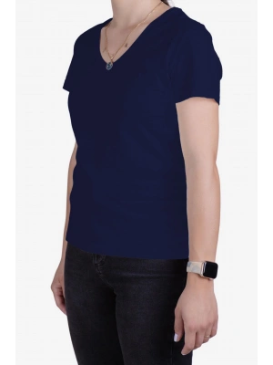 Womens V Neck Regular Fit T Shirt Navy Blue