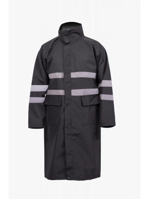 Coat Raincoat Reflective Black