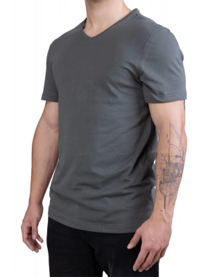 Unisex V Neck Regular Fit T Shirt Anthracite