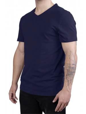 Unisex V Neck Regular Fit T Shirt Navy Blue