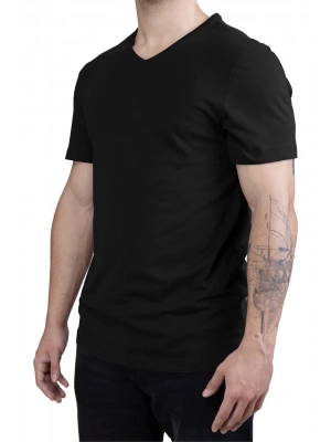 Unisex V Neck Regular Fit T Shirt Black
