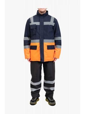 Raincoat Coat Navy Blue Orange