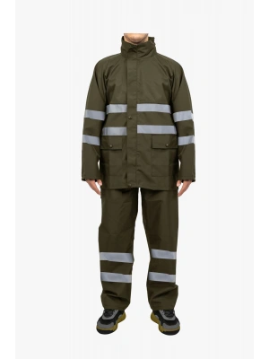 Raincoat Set Reflective Khaki