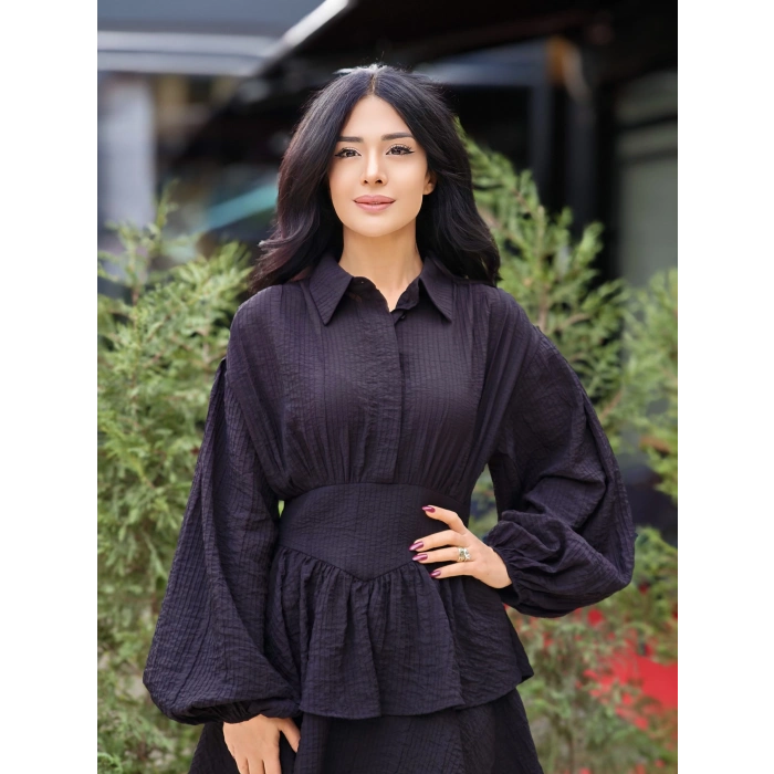 SİYAH GÖMLEK ELBİSE