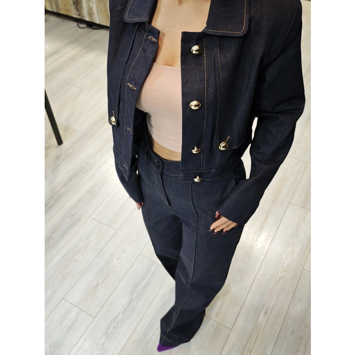 LACİVERT BOL PAÇA JEAN TAKIM