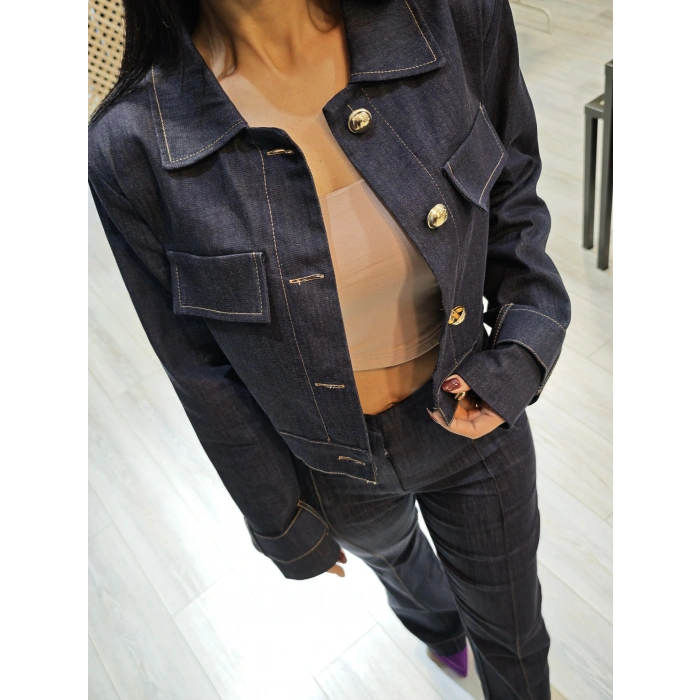 LACİVERT İSPANYOL PAÇA JEAN TAKIM