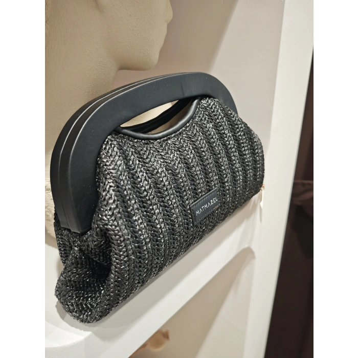 SİYAH HASIR GÖRÜNÜMLÜ ÇANTA MTMZL