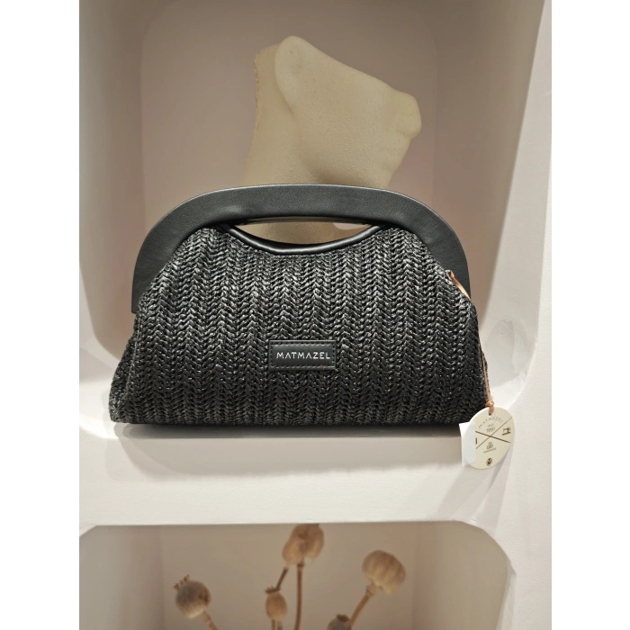 SİYAH HASIR GÖRÜNÜMLÜ ÇANTA MTMZL