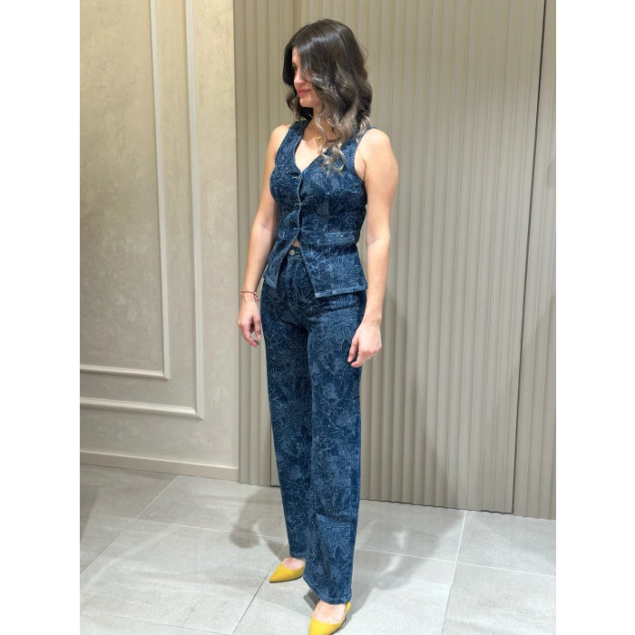 TAŞLI DESENLİ JEAN PANTOLON İTS