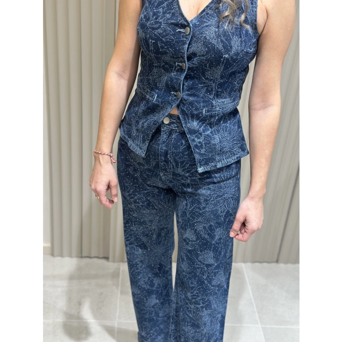 TAŞLI DESENLİ JEAN PANTOLON İTS