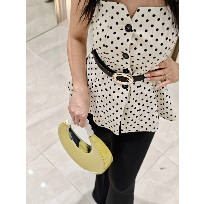 KEMERLİ PUANTİYELİ BLUZ