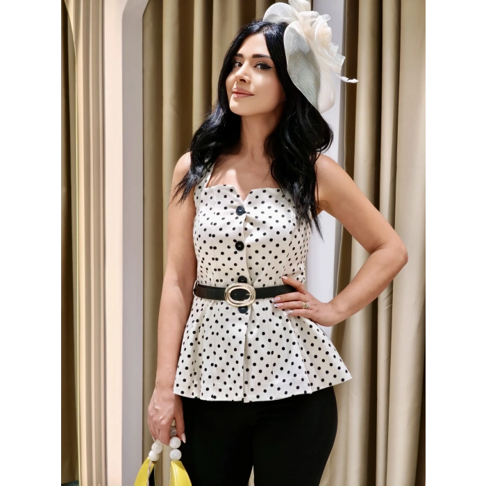 KEMERLİ PUANTİYELİ BLUZ