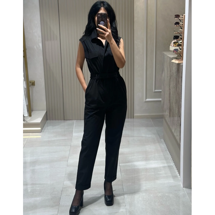 SİYAH BEL LASTİK DETAY TULUM