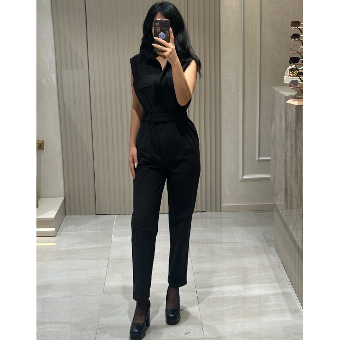 SİYAH BEL LASTİK DETAY TULUM