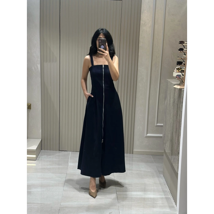 ASKILI KOT ELBİSE LACİVERT