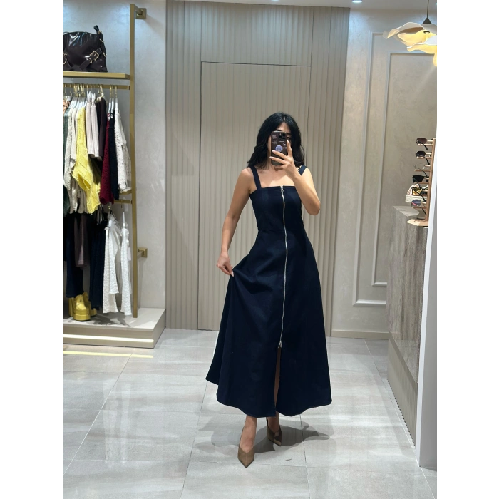 ASKILI KOT ELBİSE LACİVERT