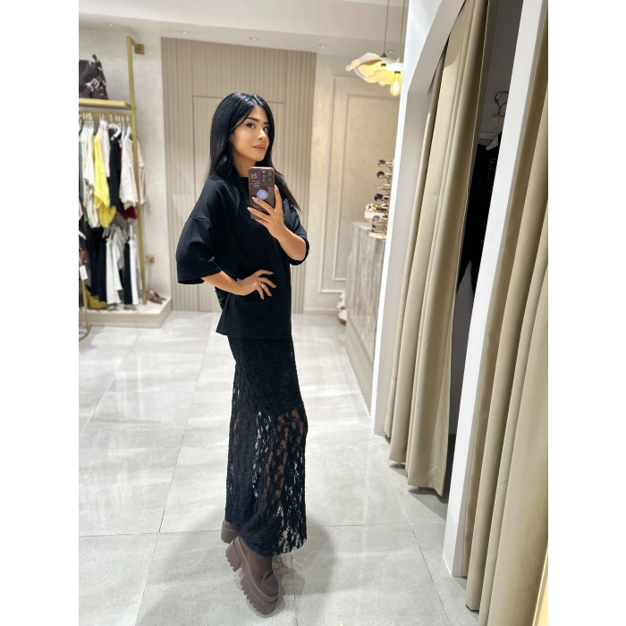 SİYAH TÜL ETEK TİŞÖRT TAKIM