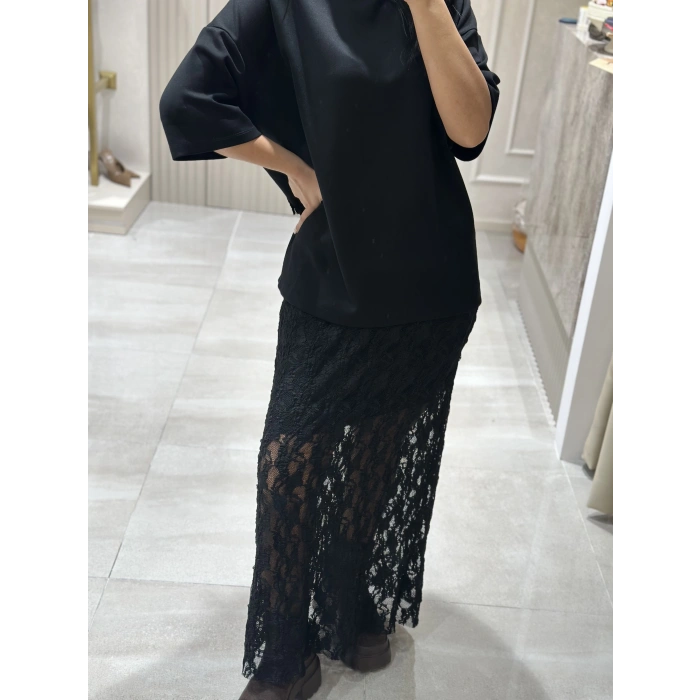 SİYAH TÜL ETEK TİŞÖRT TAKIM