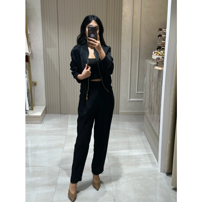 KIRIŞIK SATEN DOKULU BOMBER CEKET