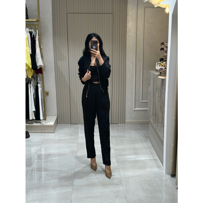 KIRIŞIK SATEN DOKULU BOMBER CEKET