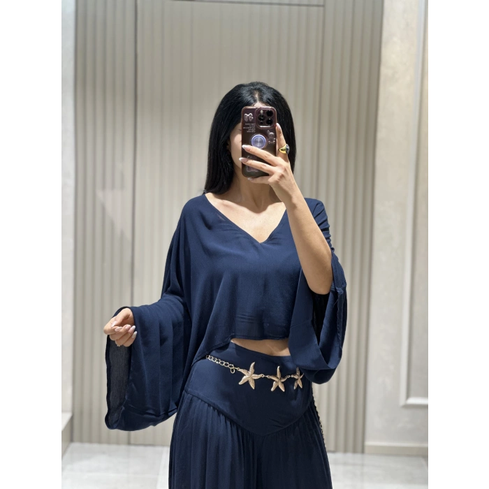 LACİVERT ASİMETRİK NSN KIMONO