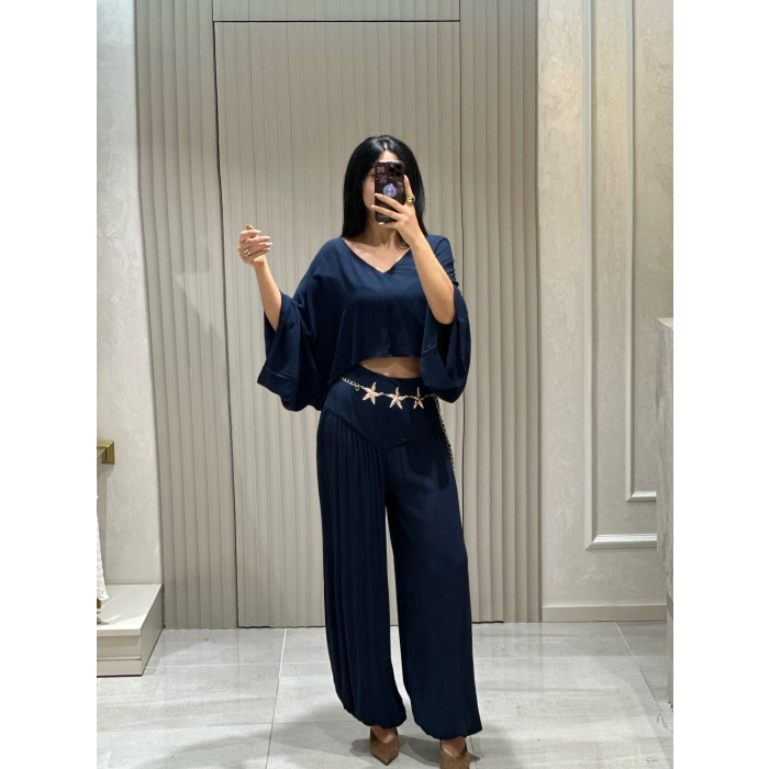 LACİVERT ASİMETRİK NSN KIMONO