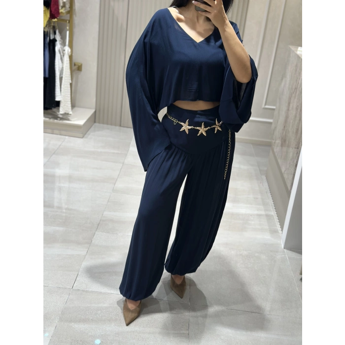 LACİVERT ASİMETRİK NSN KIMONO