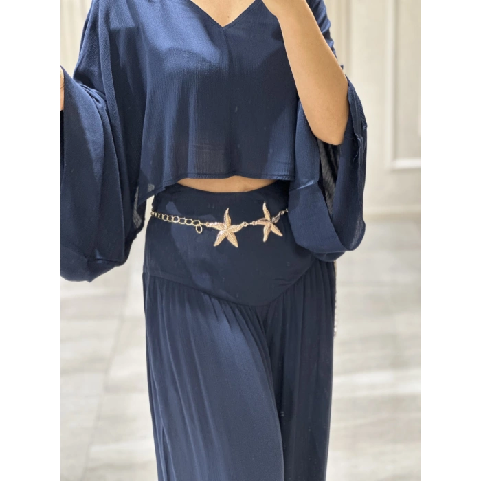 LACİVERT ASİMETRİK NSN KIMONO