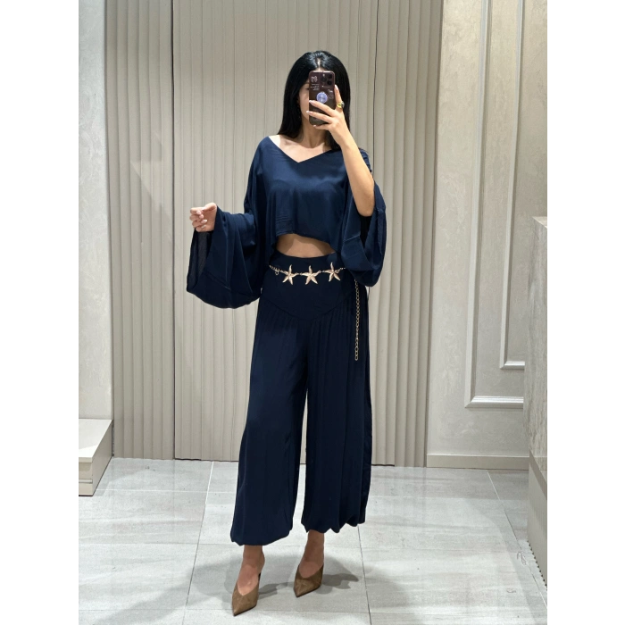 LACİVERT ASİMETRİK NSN KIMONO