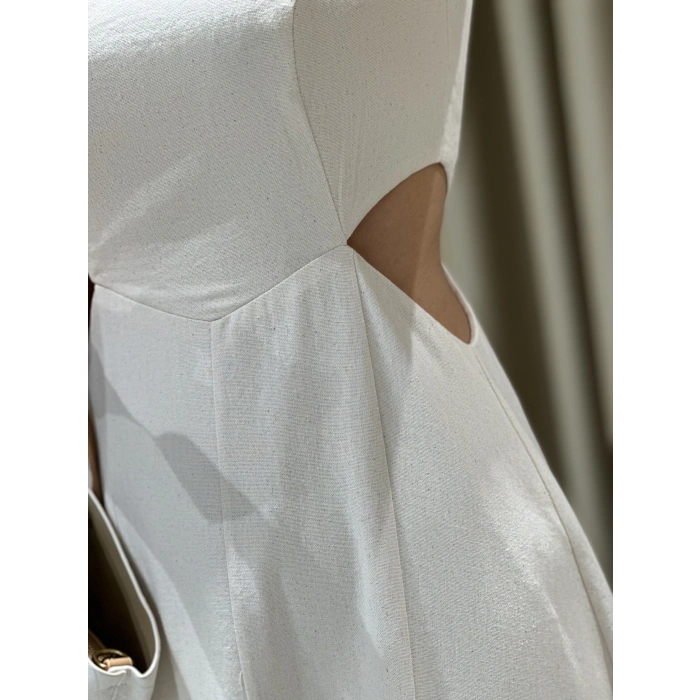 KETEN BEL DEKOLTELİ ELBİSE FM