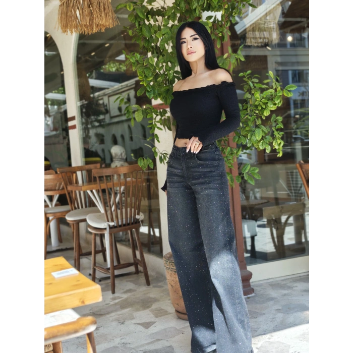 TAŞLI SİYAH JEAN İTS