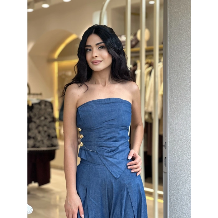 İNCE JEAN GOLD DÜĞMELİ BÜSTİYER