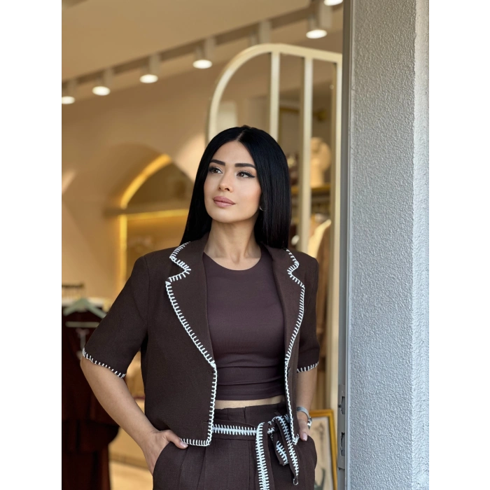 KEMERLİ KAHVE ŞORT
