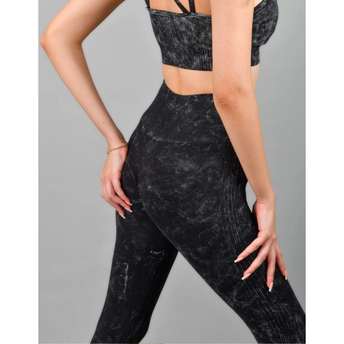 ALPHA SİYAH YIKAMALI TAYT TAKIM