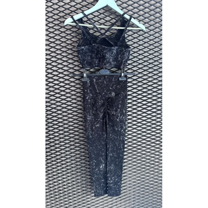 ALPHA SİYAH YIKAMALI TAYT TAKIM