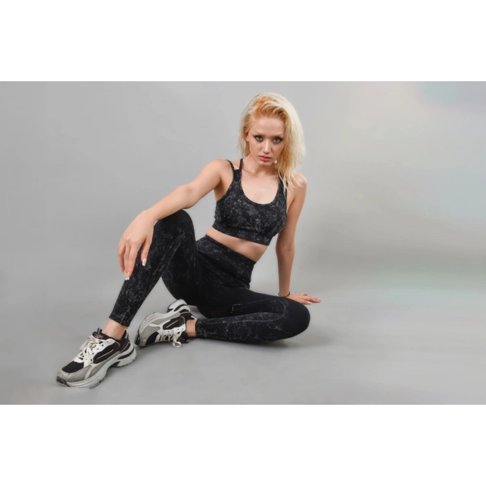 ALPHA SİYAH YIKAMALI TAYT TAKIM