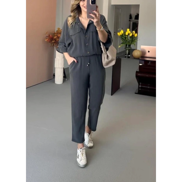 ANTRASİT BOMBER CEKETLİ TENSEL TAKIM