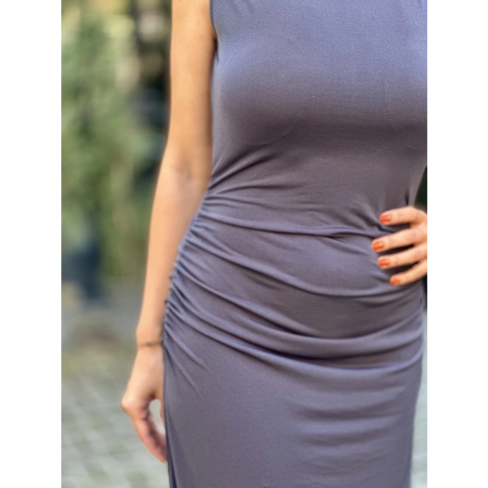 ANTRASİT SIRT DEKOLTE ELBİSE