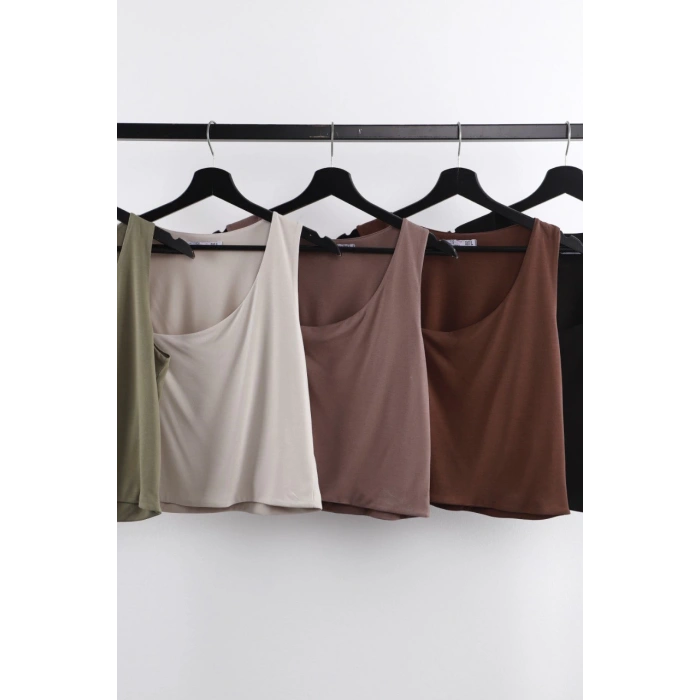 ASİMETRİK YAKA MODAL BLUZ