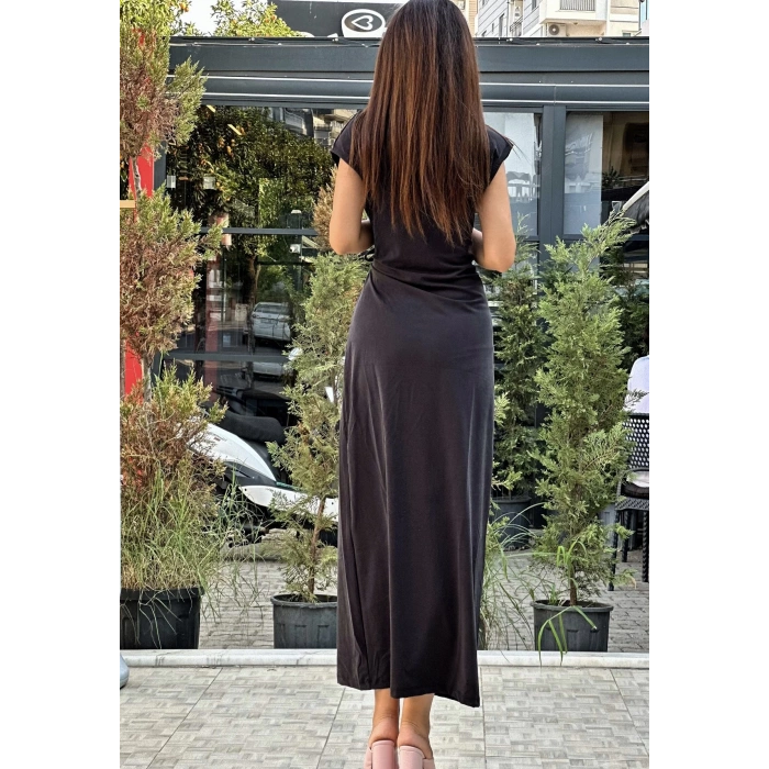 BAĞLAMA DETAY TENSEL KUMAŞ ELBİSE