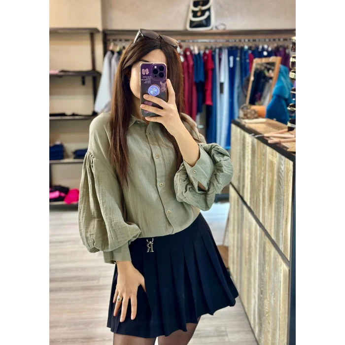 BALON KOL GÖMLEK HAKİ RENK